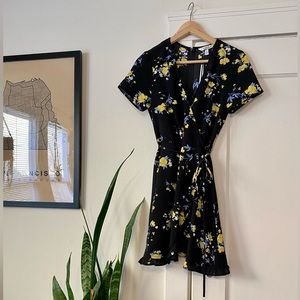 Brand new, black floral wrap dress, size S
